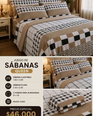 Juego De Sábanas Medida Queen