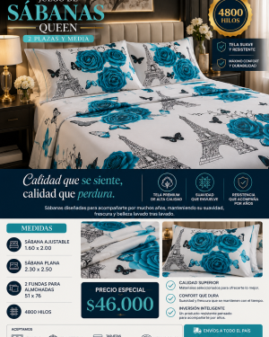 Juego De Sábanas Medida Queen