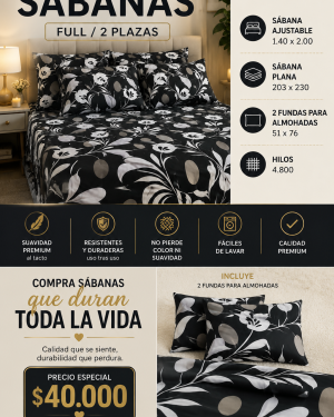 Juego De Sábanas Medida Full