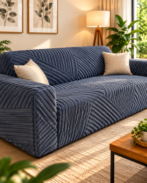 Funda para Sillón de 3 Plazas Premium – Gris Oscuro – Textura en Relieve