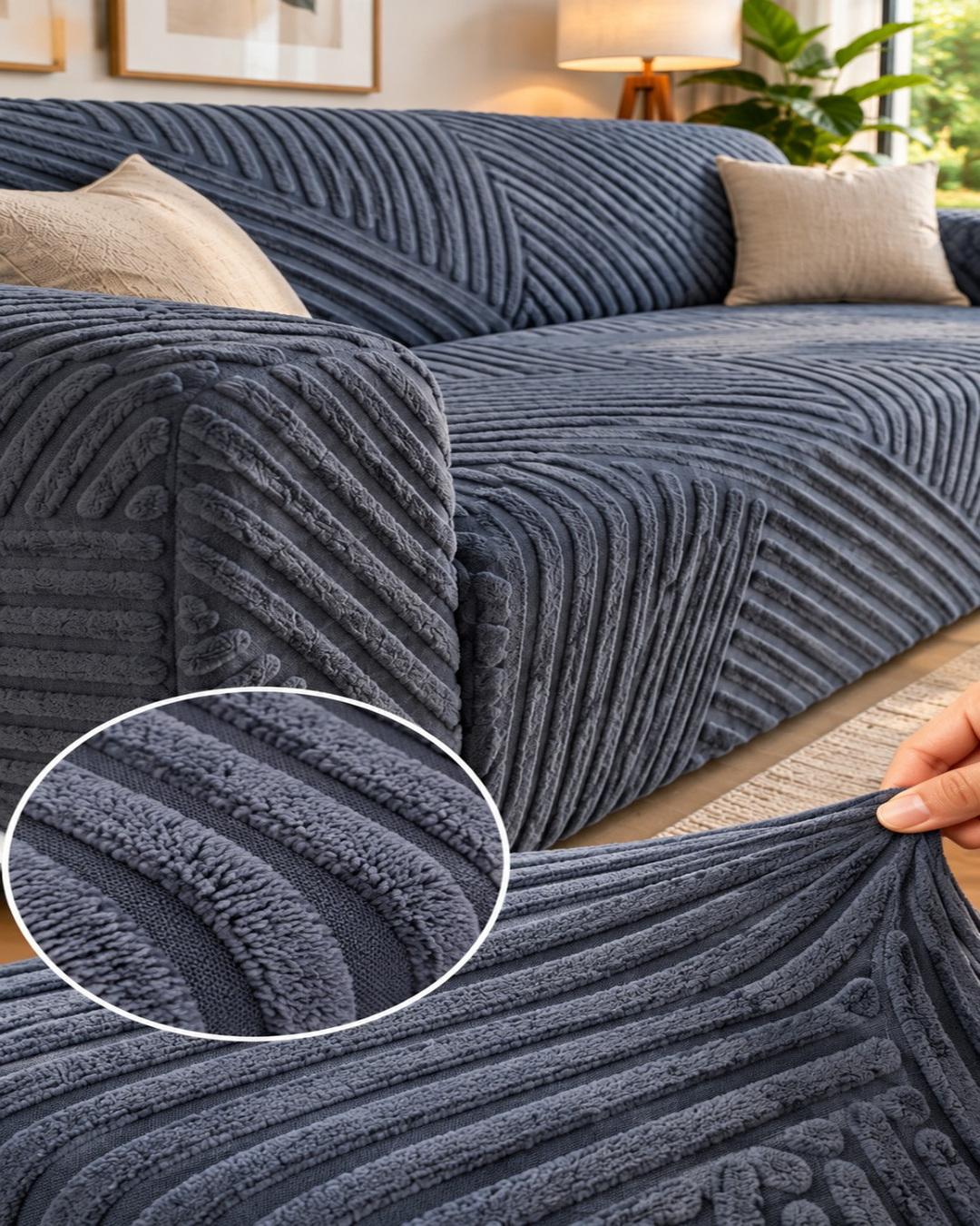 Funda para Sillón de 3 Plazas Premium – Gris Oscuro – Textura en Relieve 3 Funda para Sillón de 3 Plazas Premium – Gris Oscuro – Textura en Relieve - Imagen 3